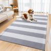 imageOLANLY Black and White Striped Rug 24quot x 37quot 275quot x 43quot  Washable Cotton Indoor Outdoor Doormat for Front Door Entryway Kitchen Porch Patio DecorGrey and White