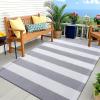imageOLANLY Black and White Striped Rug 24quot x 37quot 275quot x 43quot  Washable Cotton Indoor Outdoor Doormat for Front Door Entryway Kitchen Porch Patio DecorGrey and White