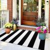 imageOLANLY Black and White Striped Rug 24quot x 37quot 275quot x 43quot  Washable Cotton Indoor Outdoor Doormat for Front Door Entryway Kitchen Porch Patio DecorBlack and White