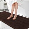 imageOLANLY Thick Bathroom Rugs 30x20 Extra Soft Absorbent Chenille Striped Bath Rugs Rubber Backing Machine Wash Dry Bath Mats for Bathroom Floor Tub and Shower Home Decor Accessories GreyBrown