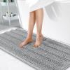 imageOLANLY Thick Bathroom Rugs 30x20 Extra Soft Absorbent Chenille Striped Bath Rugs Rubber Backing Machine Wash Dry Bath Mats for Bathroom Floor Tub and Shower Home Decor Accessories GreyLight Grey
