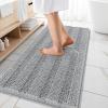 imageOLANLY Thick Bathroom Rugs 30x20 Extra Soft Absorbent Chenille Striped Bath Rugs Rubber Backing Machine Wash Dry Bath Mats for Bathroom Floor Tub and Shower Home Decor Accessories GreyLight Grey