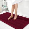 imageOLANLY Thick Bathroom Rugs 30x20 Extra Soft Absorbent Chenille Striped Bath Rugs Rubber Backing Machine Wash Dry Bath Mats for Bathroom Floor Tub and Shower Home Decor Accessories GreyBurgundy