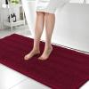 imageOLANLY Thick Bathroom Rugs 30x20 Extra Soft Absorbent Chenille Striped Bath Rugs Rubber Backing Machine Wash Dry Bath Mats for Bathroom Floor Tub and Shower Home Decor Accessories GreyBurgundy