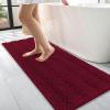 imageOLANLY Thick Bathroom Rugs 30x20 Extra Soft Absorbent Chenille Striped Bath Rugs Rubber Backing Machine Wash Dry Bath Mats for Bathroom Floor Tub and Shower Home Decor Accessories GreyBurgundy