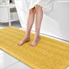 imageOLANLY Thick Bathroom Rugs 30x20 Extra Soft Absorbent Chenille Striped Bath Rugs Rubber Backing Machine Wash Dry Bath Mats for Bathroom Floor Tub and Shower Home Decor Accessories GreyYellow