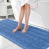 imageOLANLY Thick Bathroom Rugs 30x20 Extra Soft Absorbent Chenille Striped Bath Rugs Rubber Backing Machine Wash Dry Bath Mats for Bathroom Floor Tub and Shower Home Decor Accessories GreyCornflower Blue