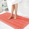 imageOLANLY Thick Bathroom Rugs 30x20 Extra Soft Absorbent Chenille Striped Bath Rugs Rubber Backing Machine Wash Dry Bath Mats for Bathroom Floor Tub and Shower Home Decor Accessories GreyCoral