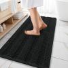 imageOLANLY Thick Bathroom Rugs 30x20 Extra Soft Absorbent Chenille Striped Bath Rugs Rubber Backing Machine Wash Dry Bath Mats for Bathroom Floor Tub and Shower Home Decor Accessories GreyBlack