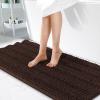 imageOLANLY Thick Bathroom Rugs 30x20 Extra Soft Absorbent Chenille Striped Bath Rugs Rubber Backing Machine Wash Dry Bath Mats for Bathroom Floor Tub and Shower Home Decor Accessories GreyBrown
