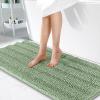 imageOLANLY Thick Bathroom Rugs 30x20 Extra Soft Absorbent Chenille Striped Bath Rugs Rubber Backing Machine Wash Dry Bath Mats for Bathroom Floor Tub and Shower Home Decor Accessories GreySage Green