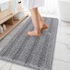 imageOLANLY Thick Bathroom Rugs 30x20 Extra Soft Absorbent Chenille Striped Bath Rugs Rubber Backing Machine Wash Dry Bath Mats for Bathroom Floor Tub and Shower Home Decor Accessories GreyGrey