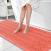 imageOLANLY Thick Bathroom Rugs 30x20 Extra Soft Absorbent Chenille Striped Bath Rugs Rubber Backing Machine Wash Dry Bath Mats for Bathroom Floor Tub and Shower Home Decor Accessories GreyCoral