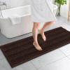imageOLANLY Thick Bathroom Rugs 30x20 Extra Soft Absorbent Chenille Striped Bath Rugs Rubber Backing Machine Wash Dry Bath Mats for Bathroom Floor Tub and Shower Home Decor Accessories GreyBrown