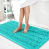 imageOLANLY Thick Bathroom Rugs 30x20 Extra Soft Absorbent Chenille Striped Bath Rugs Rubber Backing Machine Wash Dry Bath Mats for Bathroom Floor Tub and Shower Home Decor Accessories GreyTeal