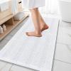 imageOLANLY Thick Bathroom Rugs 30x20 Extra Soft Absorbent Chenille Striped Bath Rugs Rubber Backing Machine Wash Dry Bath Mats for Bathroom Floor Tub and Shower Home Decor Accessories GreyWhite