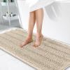 imageOLANLY Thick Bathroom Rugs 30x20 Extra Soft Absorbent Chenille Striped Bath Rugs Rubber Backing Machine Wash Dry Bath Mats for Bathroom Floor Tub and Shower Home Decor Accessories GreySand