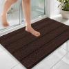 imageOLANLY Thick Bathroom Rugs 30x20 Extra Soft Absorbent Chenille Striped Bath Rugs Rubber Backing Machine Wash Dry Bath Mats for Bathroom Floor Tub and Shower Home Decor Accessories GreyBrown