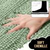 imageOLANLY Thick Bathroom Rugs 30x20 Extra Soft Absorbent Chenille Striped Bath Rugs Rubber Backing Machine Wash Dry Bath Mats for Bathroom Floor Tub and Shower Home Decor Accessories GreySage Green