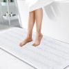 imageOLANLY Thick Bathroom Rugs 30x20 Extra Soft Absorbent Chenille Striped Bath Rugs Rubber Backing Machine Wash Dry Bath Mats for Bathroom Floor Tub and Shower Home Decor Accessories GreyWhite