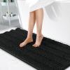 imageOLANLY Thick Bathroom Rugs 30x20 Extra Soft Absorbent Chenille Striped Bath Rugs Rubber Backing Machine Wash Dry Bath Mats for Bathroom Floor Tub and Shower Home Decor Accessories GreyBlack