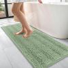 imageOLANLY Thick Bathroom Rugs 30x20 Extra Soft Absorbent Chenille Striped Bath Rugs Rubber Backing Machine Wash Dry Bath Mats for Bathroom Floor Tub and Shower Home Decor Accessories GreySage Green