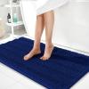 imageOLANLY Thick Bathroom Rugs 30x20 Extra Soft Absorbent Chenille Striped Bath Rugs Rubber Backing Machine Wash Dry Bath Mats for Bathroom Floor Tub and Shower Home Decor Accessories GreyNavy