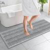 imageOLANLY Thick Bathroom Rugs 30x20 Extra Soft Absorbent Chenille Striped Bath Rugs Rubber Backing Machine Wash Dry Bath Mats for Bathroom Floor Tub and Shower Home Decor Accessories GreyLight Grey