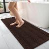 imageOLANLY Thick Bathroom Rugs 30x20 Extra Soft Absorbent Chenille Striped Bath Rugs Rubber Backing Machine Wash Dry Bath Mats for Bathroom Floor Tub and Shower Home Decor Accessories GreyBrown