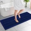 imageOLANLY Thick Bathroom Rugs 30x20 Extra Soft Absorbent Chenille Striped Bath Rugs Rubber Backing Machine Wash Dry Bath Mats for Bathroom Floor Tub and Shower Home Decor Accessories GreyNavy