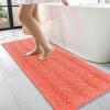 imageOLANLY Thick Bathroom Rugs 30x20 Extra Soft Absorbent Chenille Striped Bath Rugs Rubber Backing Machine Wash Dry Bath Mats for Bathroom Floor Tub and Shower Home Decor Accessories GreyCoral