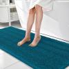 imageOLANLY Thick Bathroom Rugs 30x20 Extra Soft Absorbent Chenille Striped Bath Rugs Rubber Backing Machine Wash Dry Bath Mats for Bathroom Floor Tub and Shower Home Decor Accessories GreyPeacock Blue
