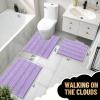 imageOLANLY Thick Bathroom Rugs 30x20 Extra Soft Absorbent Chenille Striped Bath Rugs Rubber Backing Machine Wash Dry Bath Mats for Bathroom Floor Tub and Shower Home Decor Accessories GreyLavender