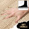 imageOLANLY Thick Bathroom Rugs 30x20 Extra Soft Absorbent Chenille Striped Bath Rugs Rubber Backing Machine Wash Dry Bath Mats for Bathroom Floor Tub and Shower Home Decor Accessories GreyBeige
