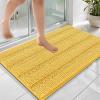 imageOLANLY Thick Bathroom Rugs 30x20 Extra Soft Absorbent Chenille Striped Bath Rugs Rubber Backing Machine Wash Dry Bath Mats for Bathroom Floor Tub and Shower Home Decor Accessories GreyYellow
