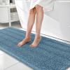 imageOLANLY Thick Bathroom Rugs 30x20 Extra Soft Absorbent Chenille Striped Bath Rugs Rubber Backing Machine Wash Dry Bath Mats for Bathroom Floor Tub and Shower Home Decor Accessories GreyAiry Blue