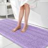 imageOLANLY Thick Bathroom Rugs 30x20 Extra Soft Absorbent Chenille Striped Bath Rugs Rubber Backing Machine Wash Dry Bath Mats for Bathroom Floor Tub and Shower Home Decor Accessories GreyLavender