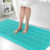 imageOLANLY Thick Bathroom Rugs 30x20 Extra Soft Absorbent Chenille Striped Bath Rugs Rubber Backing Machine Wash Dry Bath Mats for Bathroom Floor Tub and Shower Home Decor Accessories GreyTeal