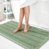 imageOLANLY Thick Bathroom Rugs 30x20 Extra Soft Absorbent Chenille Striped Bath Rugs Rubber Backing Machine Wash Dry Bath Mats for Bathroom Floor Tub and Shower Home Decor Accessories GreySage Green