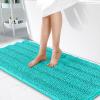 imageOLANLY Thick Bathroom Rugs 30x20 Extra Soft Absorbent Chenille Striped Bath Rugs Rubber Backing Machine Wash Dry Bath Mats for Bathroom Floor Tub and Shower Home Decor Accessories GreyTeal