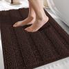 imageOLANLY Thick Bathroom Rugs 30x20 Extra Soft Absorbent Chenille Striped Bath Rugs Rubber Backing Machine Wash Dry Bath Mats for Bathroom Floor Tub and Shower Home Decor Accessories GreyBrown