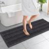 imageOLANLY Thick Bathroom Rugs 30x20 Extra Soft Absorbent Chenille Striped Bath Rugs Rubber Backing Machine Wash Dry Bath Mats for Bathroom Floor Tub and Shower Home Decor Accessories GreyDark Grey