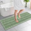 imageOLANLY Thick Bathroom Rugs 30x20 Extra Soft Absorbent Chenille Striped Bath Rugs Rubber Backing Machine Wash Dry Bath Mats for Bathroom Floor Tub and Shower Home Decor Accessories GreySage Green