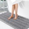 imageOLANLY Thick Bathroom Rugs 30x20 Extra Soft Absorbent Chenille Striped Bath Rugs Rubber Backing Machine Wash Dry Bath Mats for Bathroom Floor Tub and Shower Home Decor Accessories GreyGrey