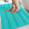imageOLANLY Thick Bathroom Rugs 30x20 Extra Soft Absorbent Chenille Striped Bath Rugs Rubber Backing Machine Wash Dry Bath Mats for Bathroom Floor Tub and Shower Home Decor Accessories GreyTeal