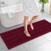 imageOLANLY Thick Bathroom Rugs 30x20 Extra Soft Absorbent Chenille Striped Bath Rugs Rubber Backing Machine Wash Dry Bath Mats for Bathroom Floor Tub and Shower Home Decor Accessories GreyBurgundy