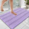 imageOLANLY Thick Bathroom Rugs 30x20 Extra Soft Absorbent Chenille Striped Bath Rugs Rubber Backing Machine Wash Dry Bath Mats for Bathroom Floor Tub and Shower Home Decor Accessories GreyLavender