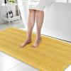 imageOLANLY Thick Bathroom Rugs 30x20 Extra Soft Absorbent Chenille Striped Bath Rugs Rubber Backing Machine Wash Dry Bath Mats for Bathroom Floor Tub and Shower Home Decor Accessories GreyYellow