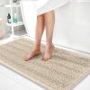 imageOLANLY Thick Bathroom Rugs 30x20 Extra Soft Absorbent Chenille Striped Bath Rugs Rubber Backing Machine Wash Dry Bath Mats for Bathroom Floor Tub and Shower Home Decor Accessories GreySand