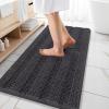imageOLANLY Thick Bathroom Rugs 30x20 Extra Soft Absorbent Chenille Striped Bath Rugs Rubber Backing Machine Wash Dry Bath Mats for Bathroom Floor Tub and Shower Home Decor Accessories GreyDark Grey